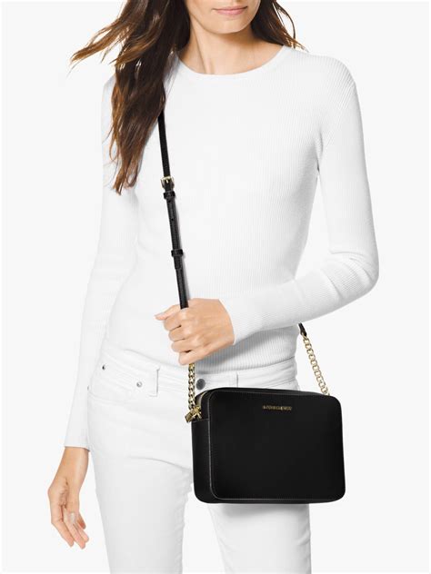 michael michael kors jet set large crossbody bag black|michael kors jetsetter crossbody.